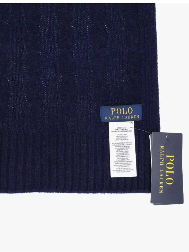 Logo embroidered classic cable muffler navy - POLO RALPH LAUREN - BALAAN 4