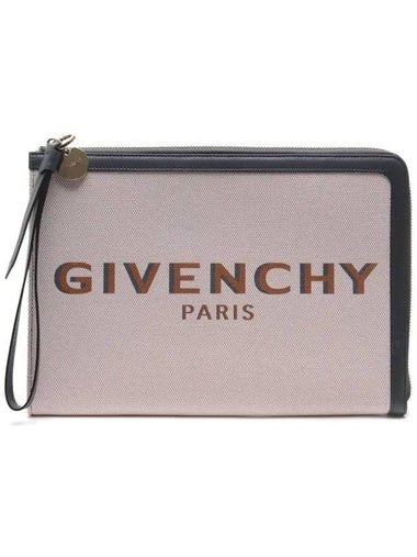 Logo Print Bond Zipper Clutch Bag Pink - GIVENCHY - BALAAN 1