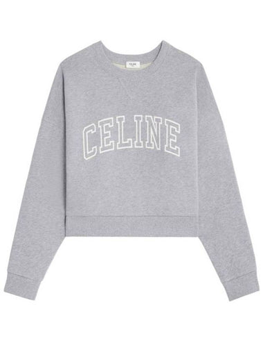 Logo Print Cotton Sweatshirt Grey - CELINE - BALAAN 1