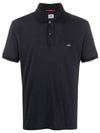 Garment dyed logo polo short sleeve t shirt black - CP COMPANY - BALAAN 9