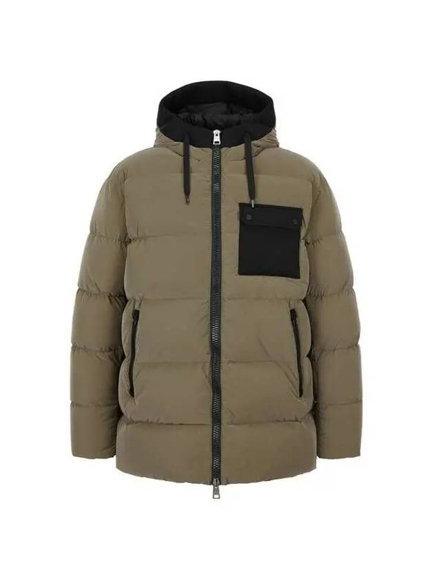 Men s Trimmed Hooded Glossy Down Padded Coat Khaki 271043 - HERNO - BALAAN 1