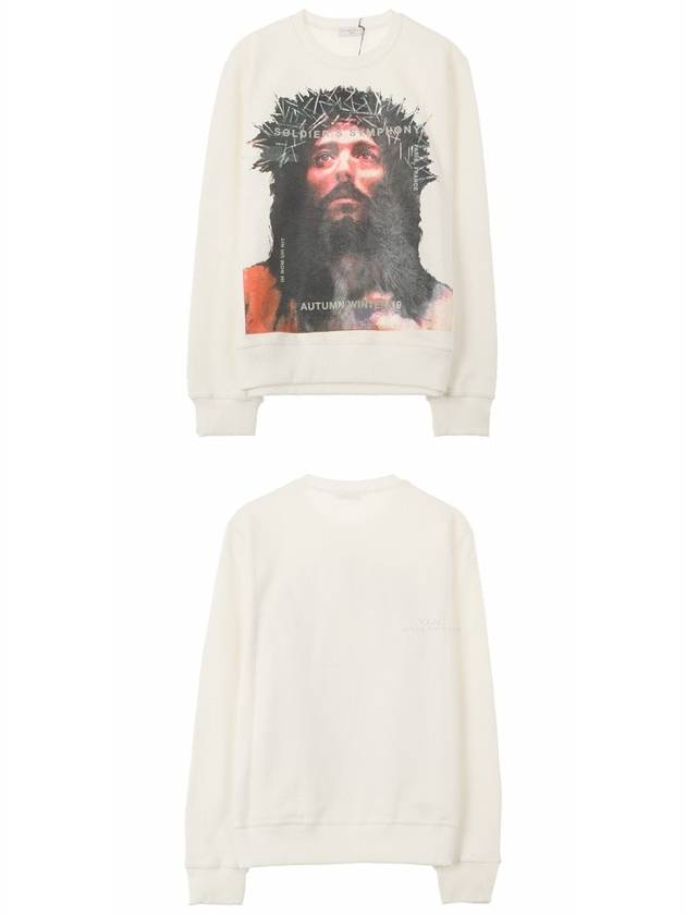 Jesus Print Crew Neck Sweatshirt White - IH NOM UH NIT - BALAAN 6