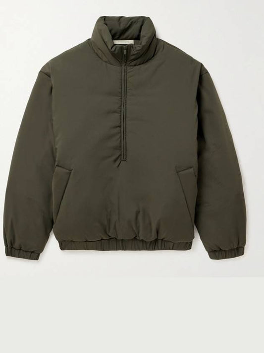 padded nylon puffer half zip jacket off black - FEAR OF GOD ESSENTIALS - BALAAN 1