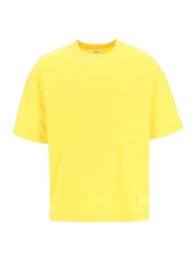 satin label overfit short sleeve t-shirt yellow - AMI - BALAAN.