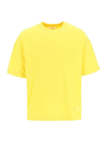 satin label overfit short sleeve t-shirt yellow - AMI - BALAAN.