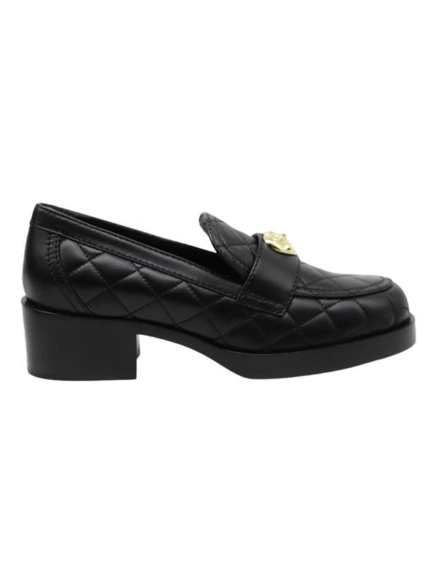 Lambskin Metal Heart Loafers Black - CHANEL - BALAAN.