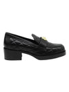 Metal Heart Chunky Heel Lambskin Loafers Black - CHANEL - BALAAN 1