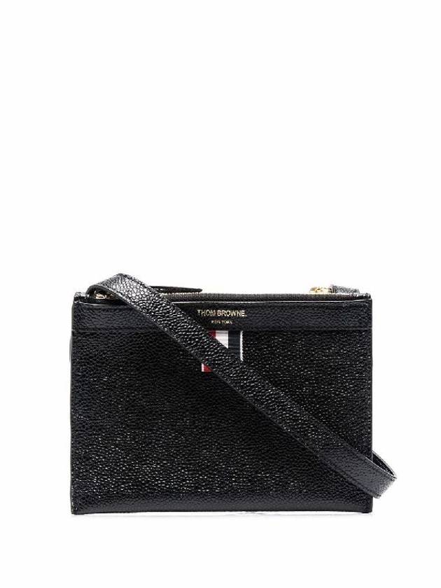 Document Holder Pebble Grain Leather Mini Cross Bag Black - THOM BROWNE - BALAAN 5