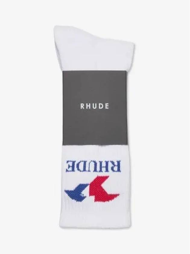 Men s Logo Eagle Socks White Red Blue RHFW22SO030700521052 - RHUDE - BALAAN 1