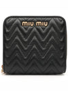 5ML522 Black Quilted Gold Logo Women’s Bicycle Wallet - MIU MIU - BALAAN 1