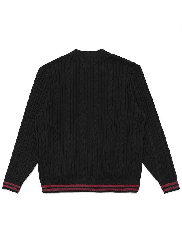 MALBON BUDWEISER PLAYER CABLE KNIT CARDIGAN BLACK - MALBON GOLF - BALAAN 2