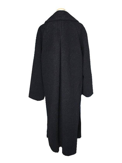 Black wool blend fleece long coat 66 - GANNI - BALAAN 2