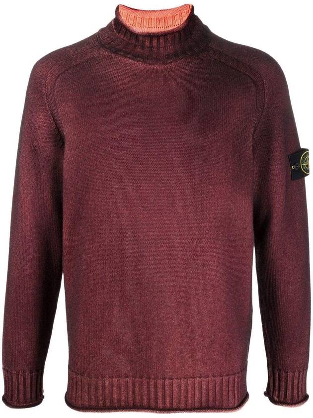 Men's Wappen Patch Knit Top Burgundy - STONE ISLAND - BALAAN 1