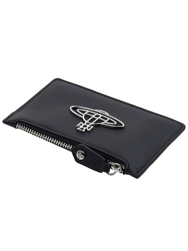 ORB Point Saffiano Slim Zipper Card Wallet Black - VIVIENNE WESTWOOD - BALAAN 5