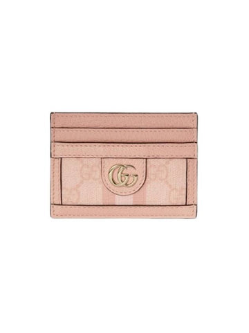 Ophidia GG Supreme Canvas Card Wallet Dusty Pink - GUCCI - BALAAN 1