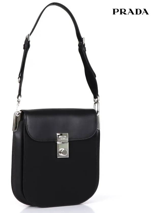 Women's Margit Leather Shoulder Bag Black - PRADA - BALAAN 3