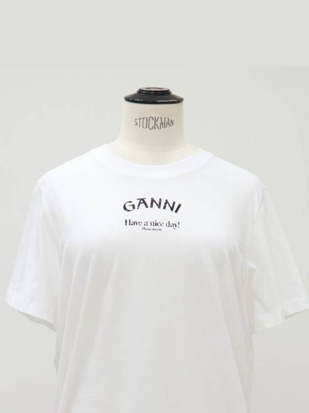 Logo O-neck short sleeve T-shirt - GANNI - BALAAN 3