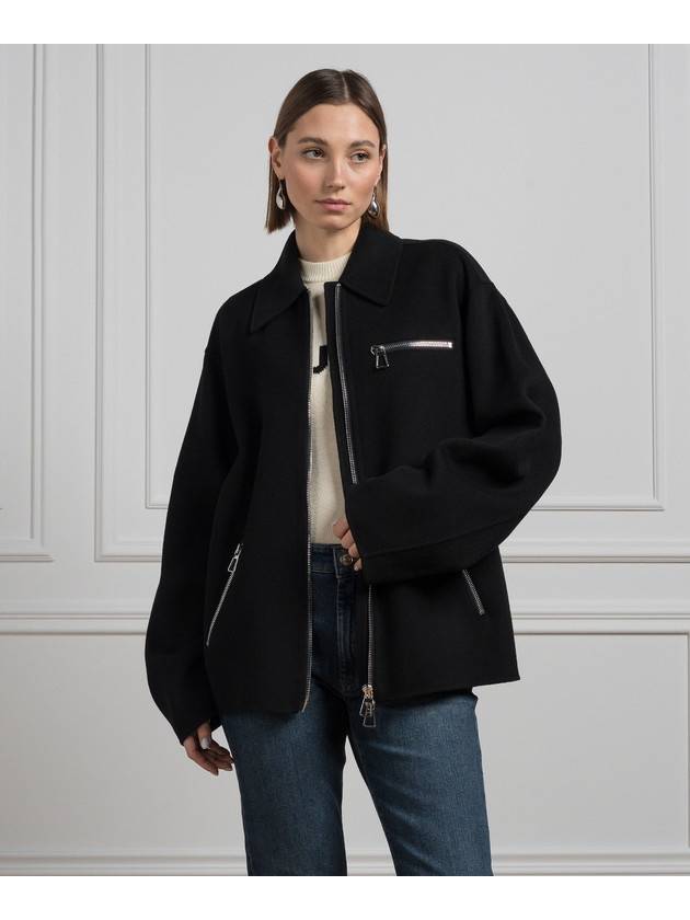 Stop Pure Wool Zip Up Jacket Black - MAX MARA SPORTMAX - BALAAN 3