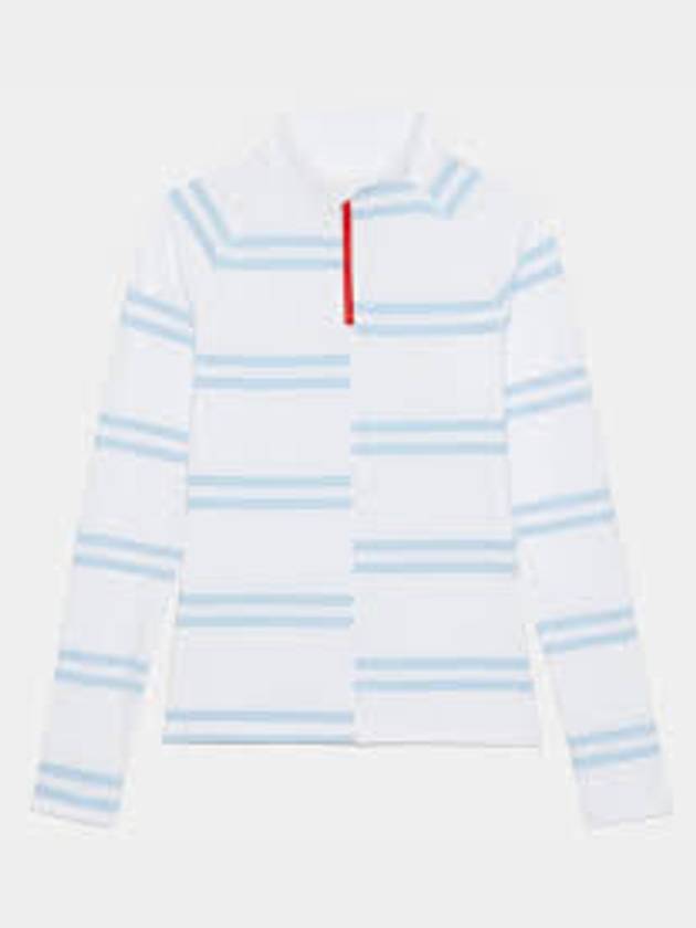 Women's Offset Striped Neck Zip Long Sleeve T-Shirt White - G/FORE - BALAAN 2