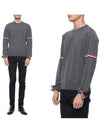 Merino Striped Crew Neck Knit Top Grey - THOM BROWNE - BALAAN 3