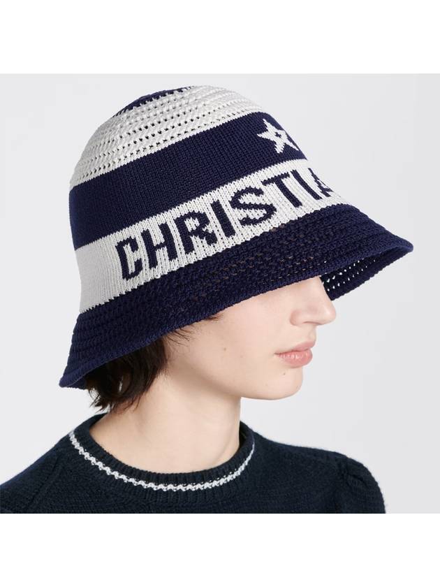 D Tulip Mesh Bucket Hat Navy White - DIOR - BALAAN 4