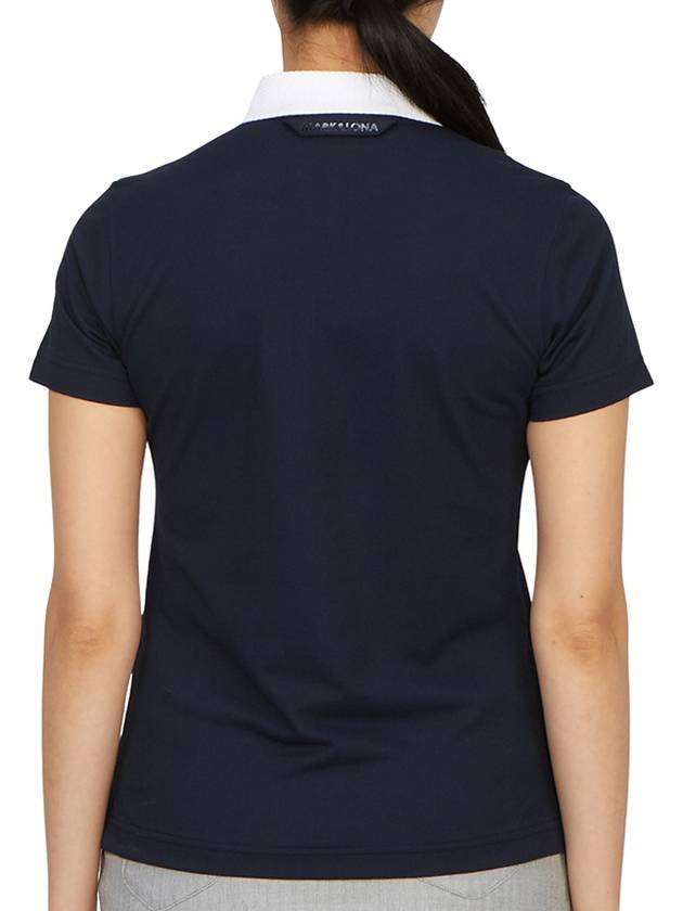 Women's Golf Collar Short Sleeve Polo Shirt Navy - MARK & LONA - BALAAN 5