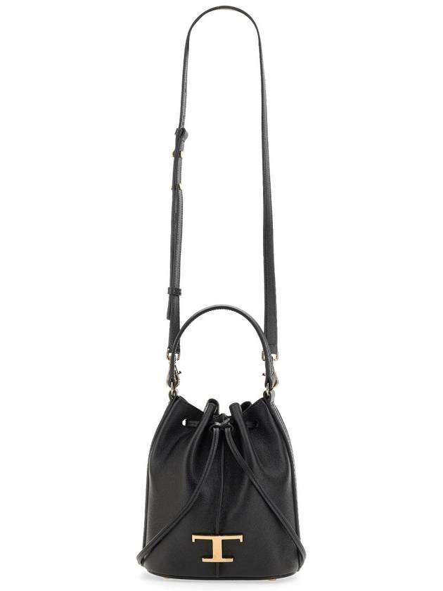 T Timeless Leather Micro Logo Bucket Bag Black - TOD'S - BALAAN 4