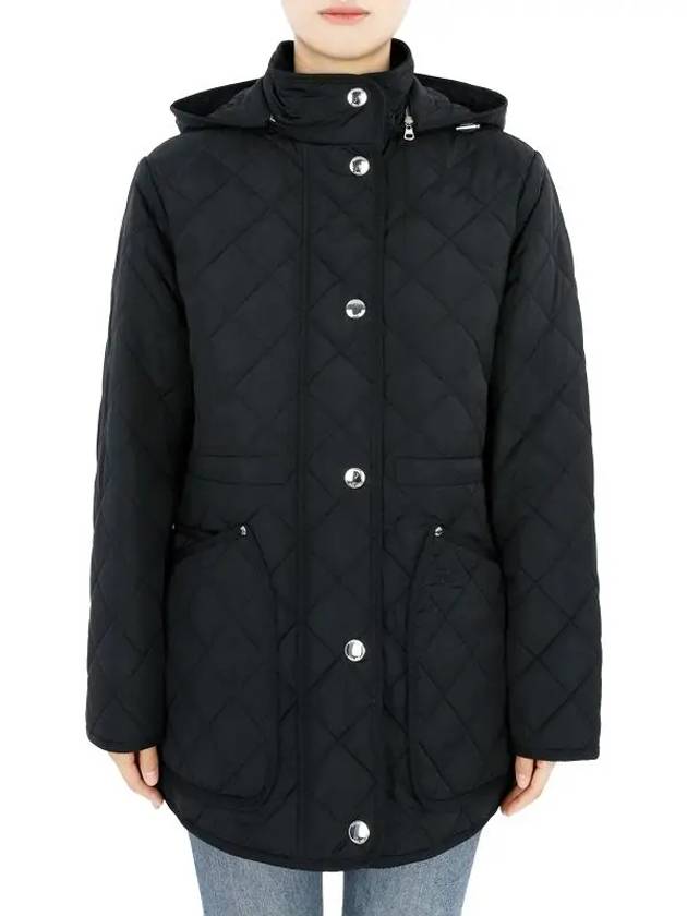 Diamond Quilted Long Nylon Jacket Black - BURBERRY - BALAAN 3