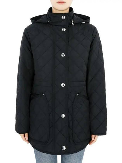 Diamond Quilted Long Nylon Jacket Black - BURBERRY - BALAAN 2