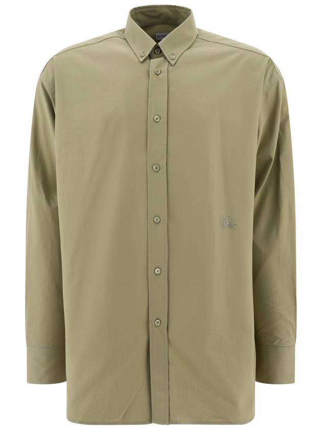 Cotton Oxford Long Sleeve Shirt Green - BURBERRY - BALAAN 2