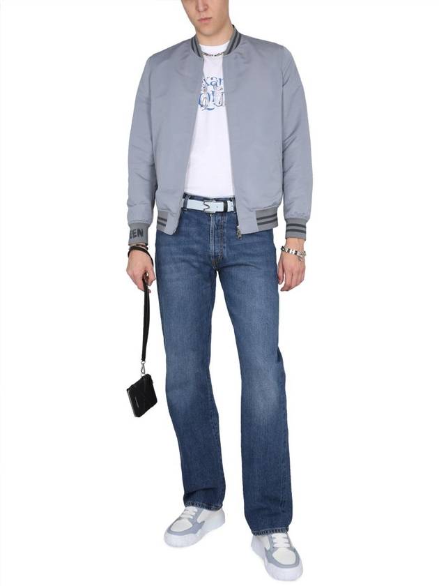 Men's Turn-Up Denim Straight Jeans Blue - ALEXANDER MCQUEEN - BALAAN 3