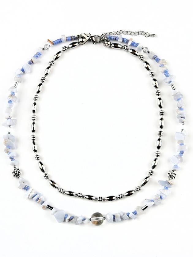 Necklace NAIAD Blue Lace Agate Stainless Steel Surgical - RUBATI - BALAAN 3