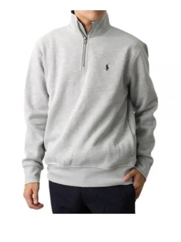 Embroidery Zipper High Neck Fleece Sweatshirt Grey - POLO RALPH LAUREN - BALAAN 2