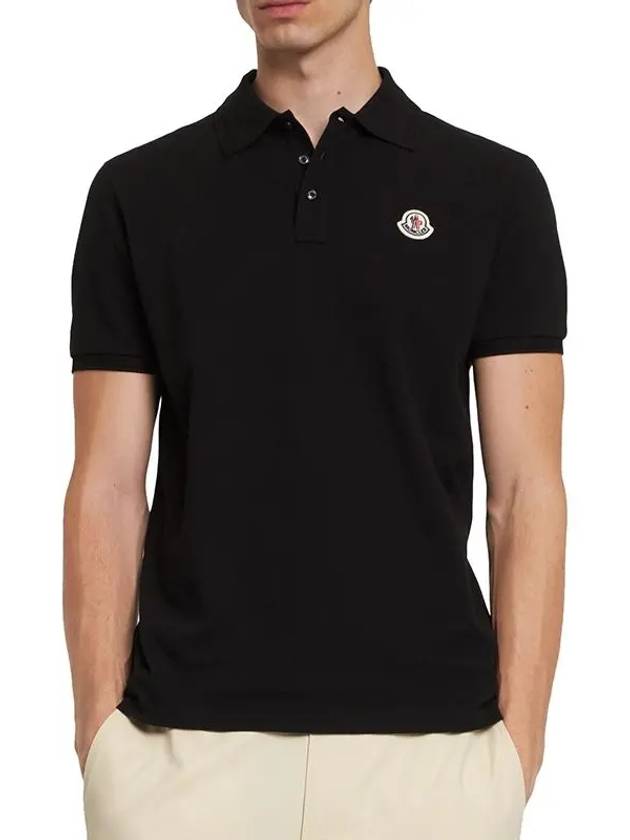 Logo Patch Short Sleeve Polo Shirt Black - MONCLER - BALAAN 4