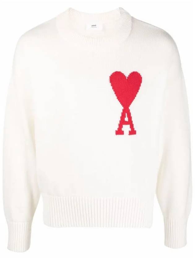 Big Heart Logo Knit Top White - AMI - BALAAN 2