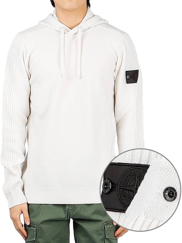 Men's Shadow Project Waffen Patch Hooded Ribbed Knit Top White - STONE ISLAND - BALAAN 2