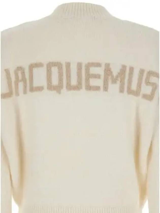 Intarsia Knit Logo Crew Neck Knit Top Ivory - JACQUEMUS - BALAAN 4