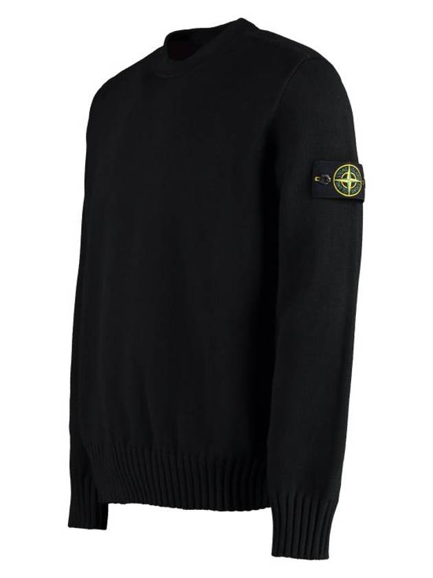 Logo Patch Knit Top Black - STONE ISLAND - BALAAN 4