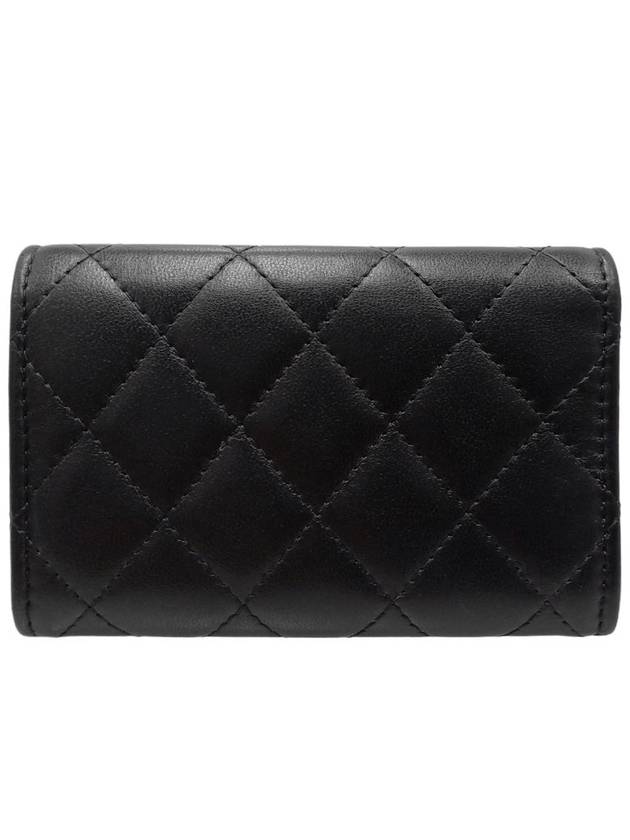 Women s A80799 Lambskin black silver snap card holder business wallet - CHANEL - BALAAN 3