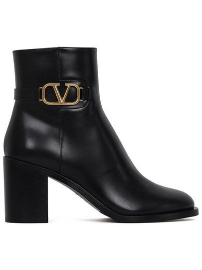 V Logo Signature Calfskin Middle Boots Black - VALENTINO - BALAAN 2