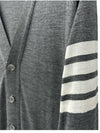 Men's Sustainable Classic Diagonal Wool Cardigan Medium Grey - THOM BROWNE - BALAAN 4