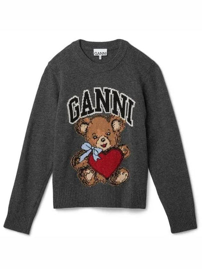 Graphic Bear Knit Top Grey - GANNI - BALAAN 2