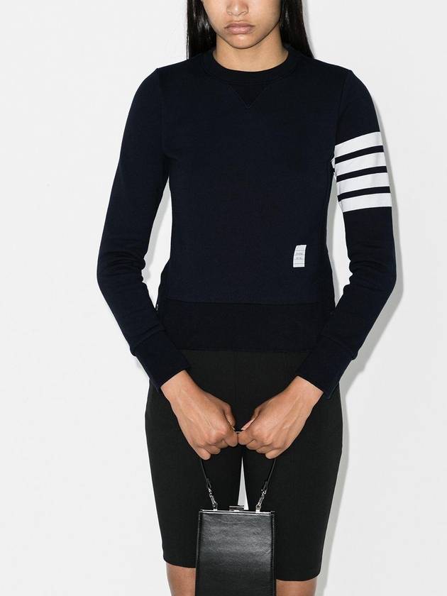 Engineered 4 Bar Stripe Loopback Jersey Knit Crewneck Sweatshirt Navy - THOM BROWNE - BALAAN 3