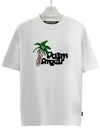 Logo Print Short Sleeve T-Shirt White - PALM ANGELS - BALAAN 2