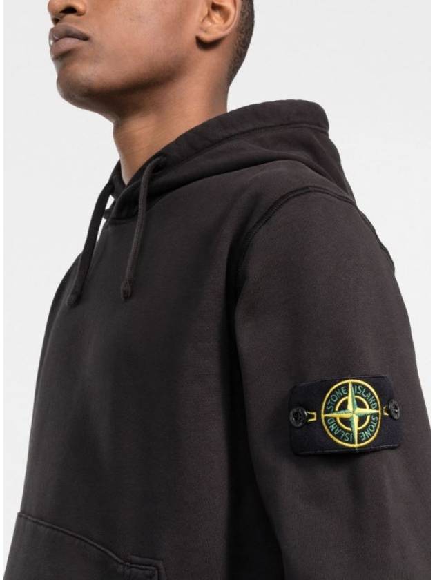 Waffen Patch Cotton Fleece Hoodie Black - STONE ISLAND - BALAAN 5