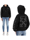 Women's Puzzle Arrow Hooded Top Black - OFF WHITE - BALAAN.