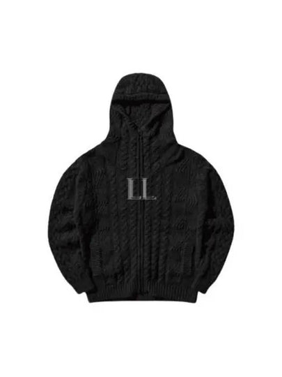 Lambswool Crewneck Logo Knit Cardigan Black - CP COMPANY - BALAAN 2