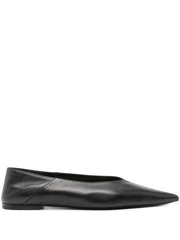 Point Toe Leather Flats Black - SAINT LAURENT - BALAAN 1