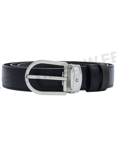 Horseshoe Buckle Reversible Leather Belt Black Brown - MONTBLANC - BALAAN 2