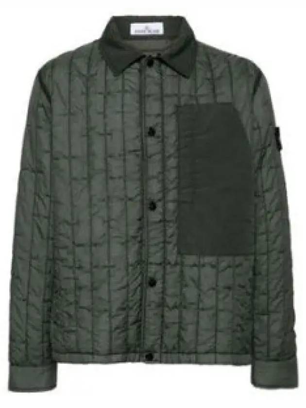 Men's Stella Wappen Patch Quilted Jacket Green - STONE ISLAND - BALAAN 2